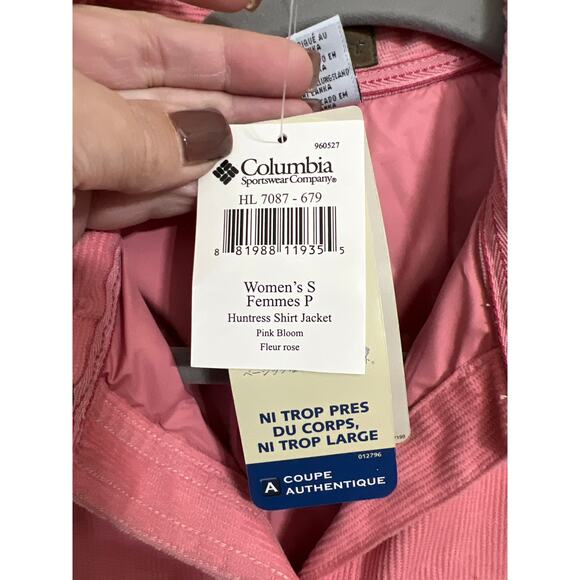 NWT Columbia size small corduroy Hinteess Shirt Jacket pink bloom - Picture 3 of 4